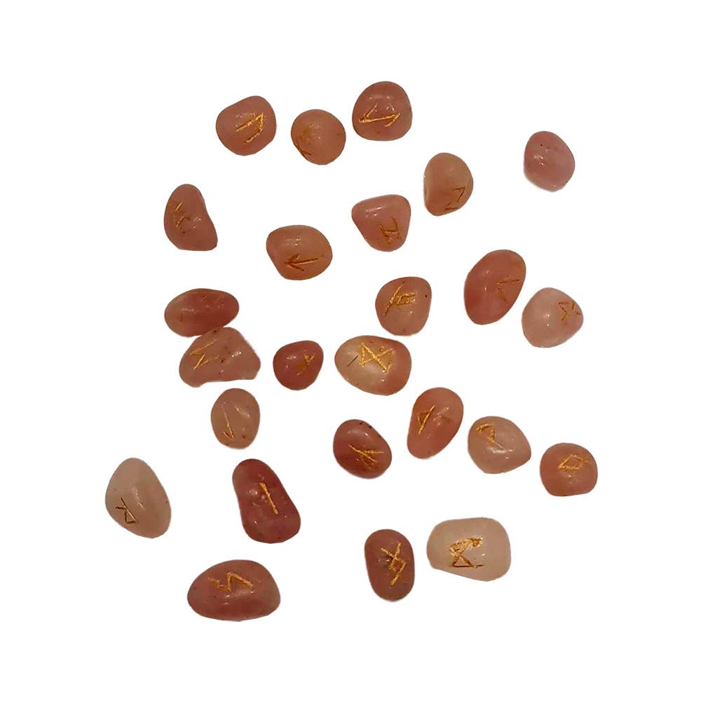 Elder Futhark Rune Set, Tumbled Stones 1-2cm, With Pouch