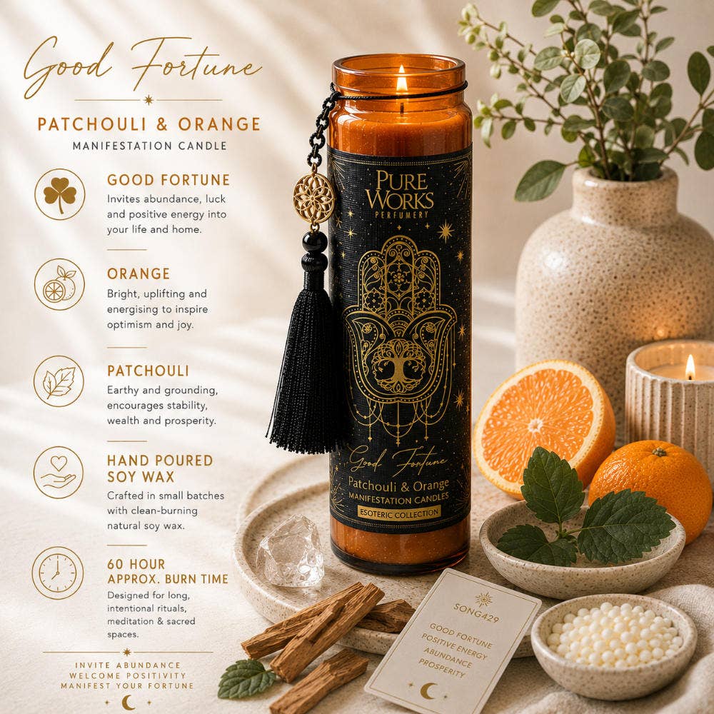 Candle in Glass Jar Esoteric Good Fortune, Patchouli/Orange