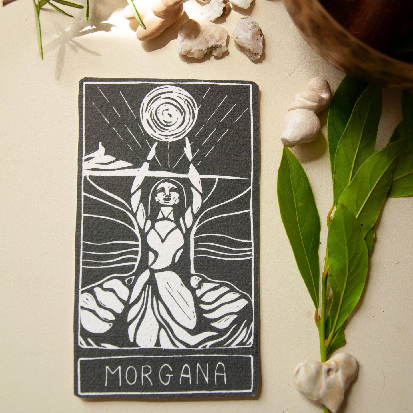 MORGANA ORACLE ALTAR CARD | Linocut design