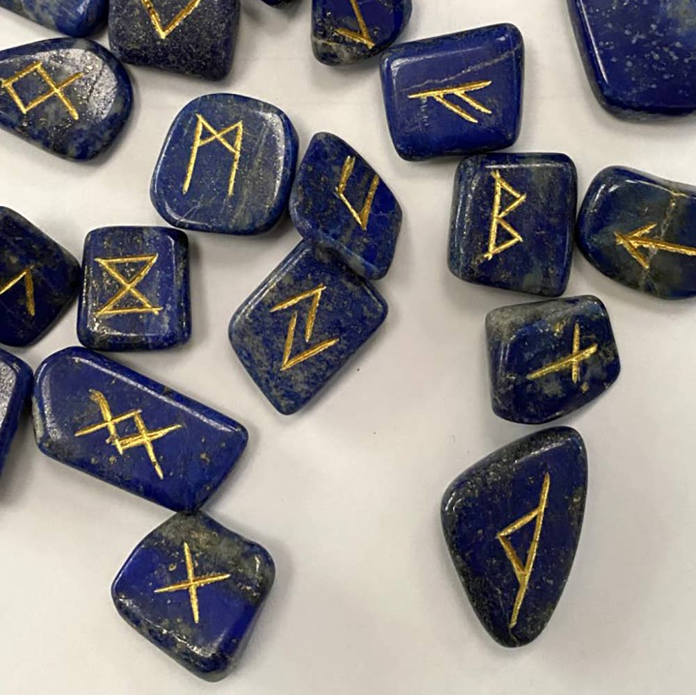 Elder Futhark Rune Set, Tumbled Stones 1-2cm, With Pouch