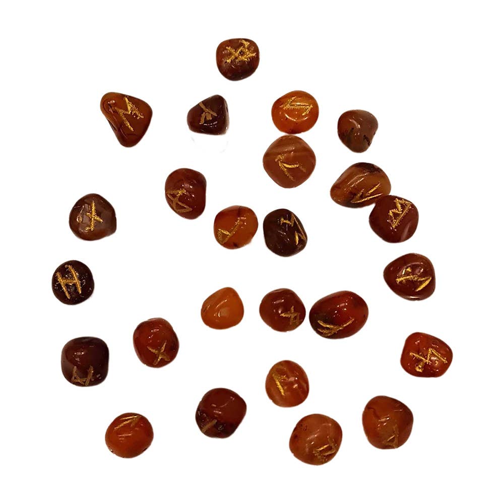 Elder Futhark Rune Set, Tumbled Stones 1-2cm, With Pouch
