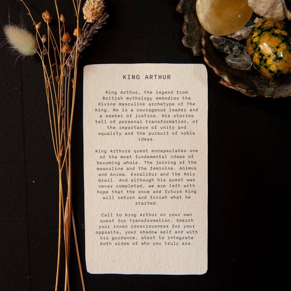 KING ARTHUR ORACLE ALTAR CARD | Linocut design