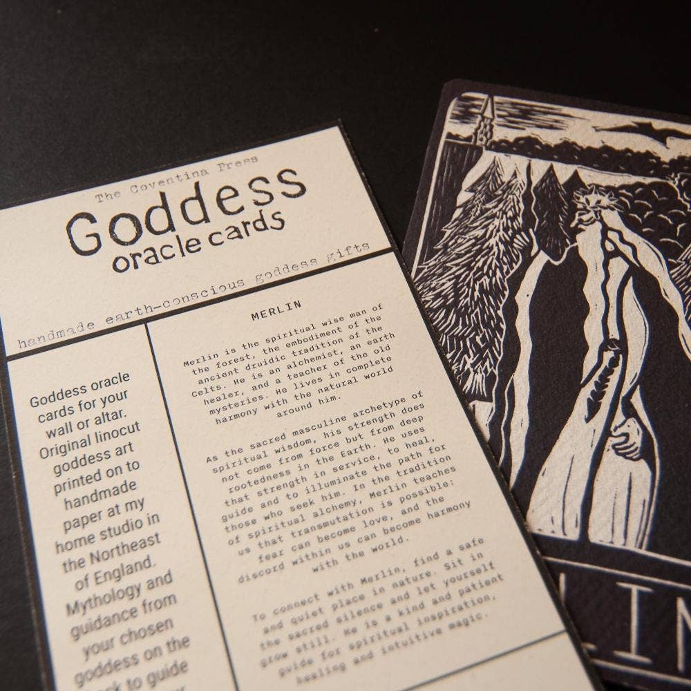 MERLIN ORACLE ALTAR CARD | linocut design