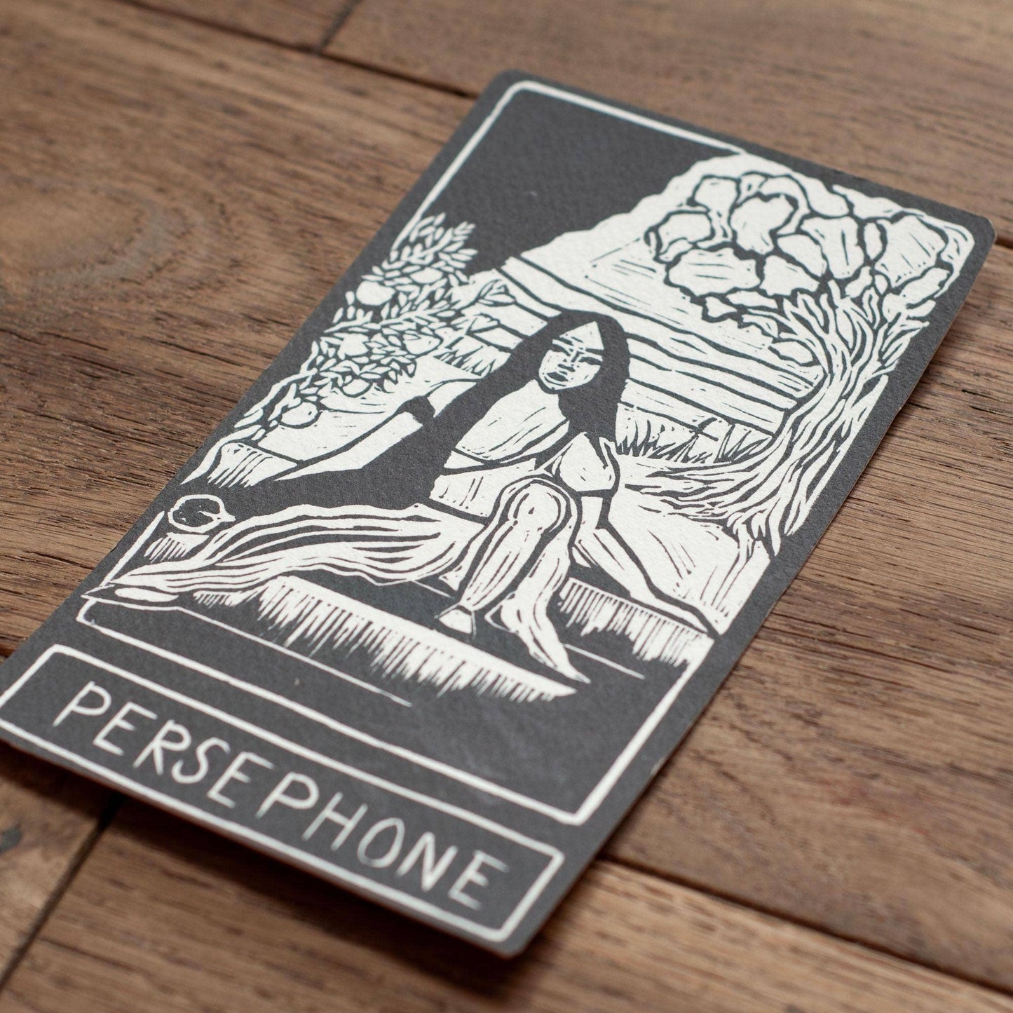 PERSEPHONE  ORACLE ALTAR CARD | Linocut design