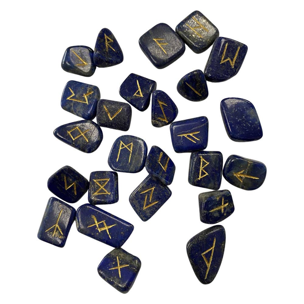 Elder Futhark Rune Set, Tumbled Stones 1-2cm, With Pouch