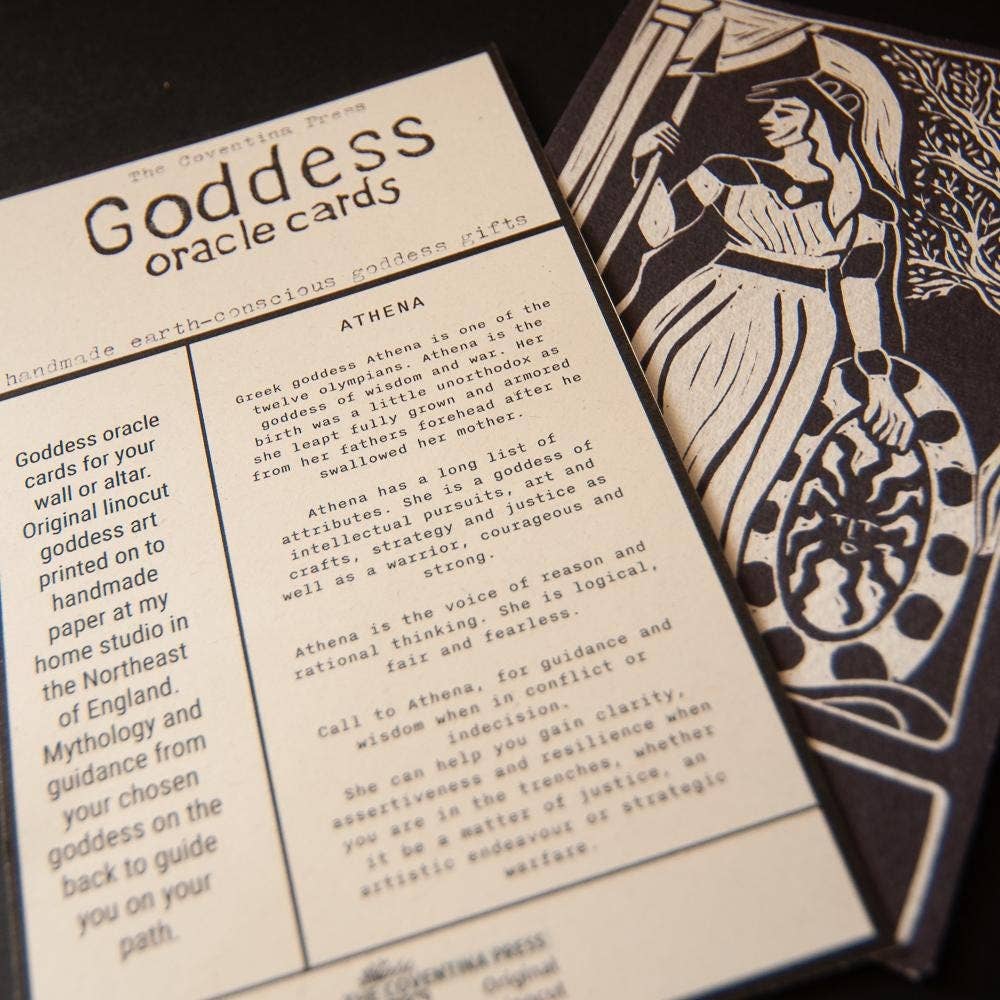ATHENA ORACLE ALTAR CARD | Original Linocut Design
