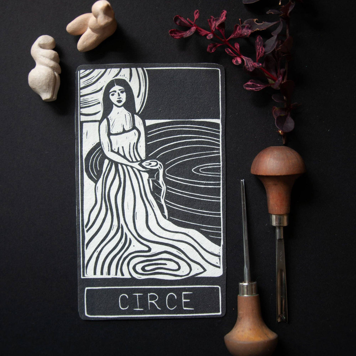 CIRCE ORACLE  ALTAR CARD | Linocut design