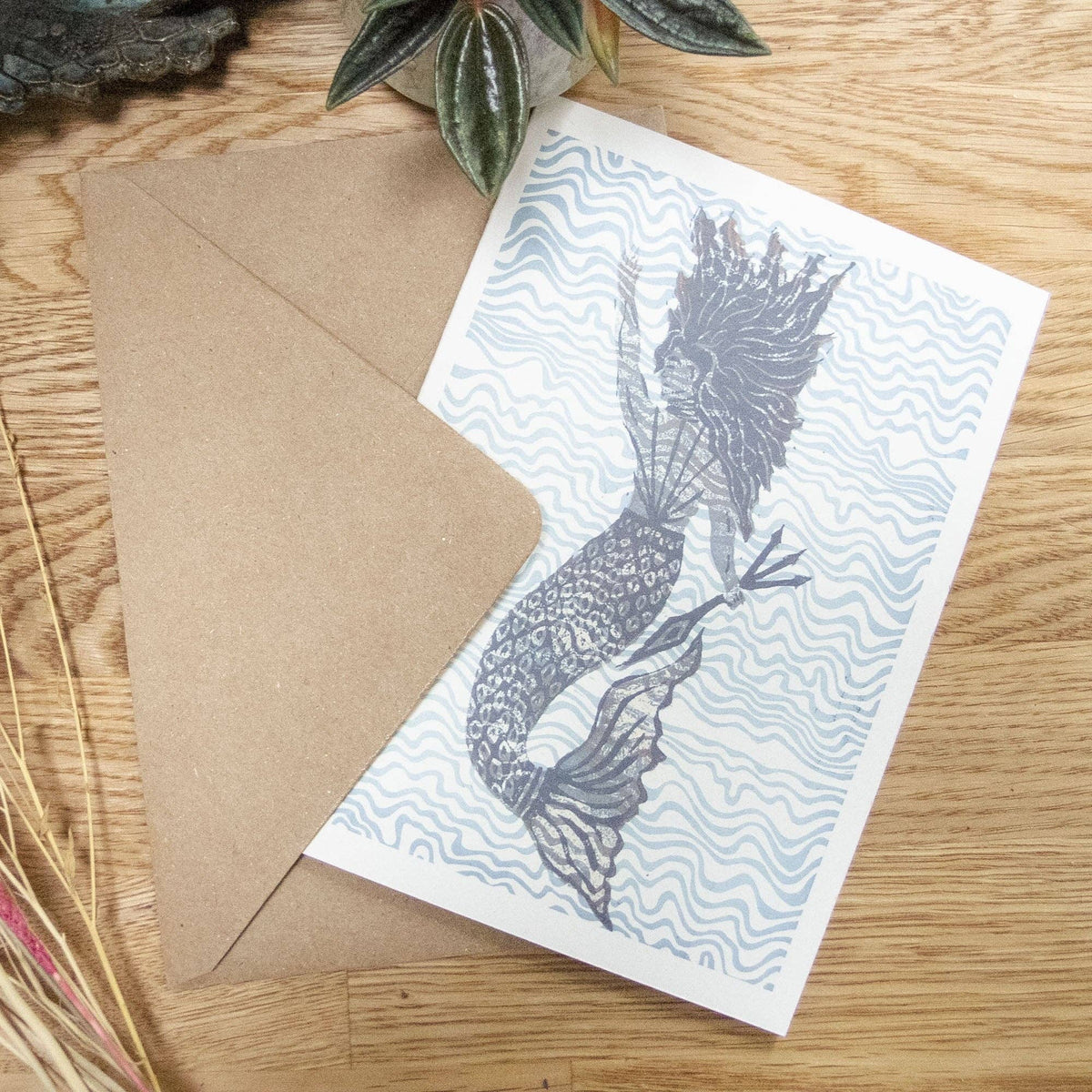 THE MERFOLK | Greeting card | Linocut design
