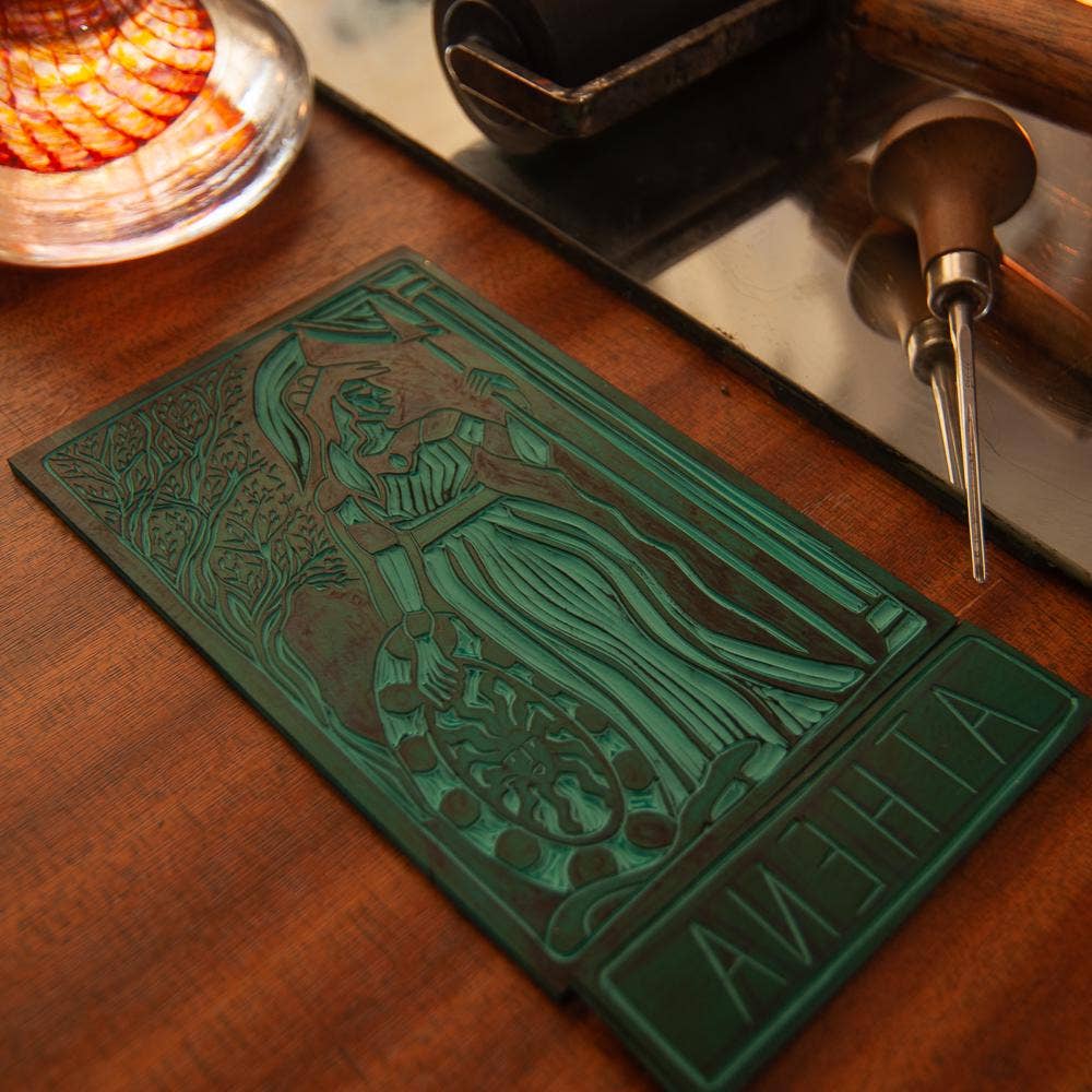 ATHENA ORACLE ALTAR CARD | Original Linocut Design