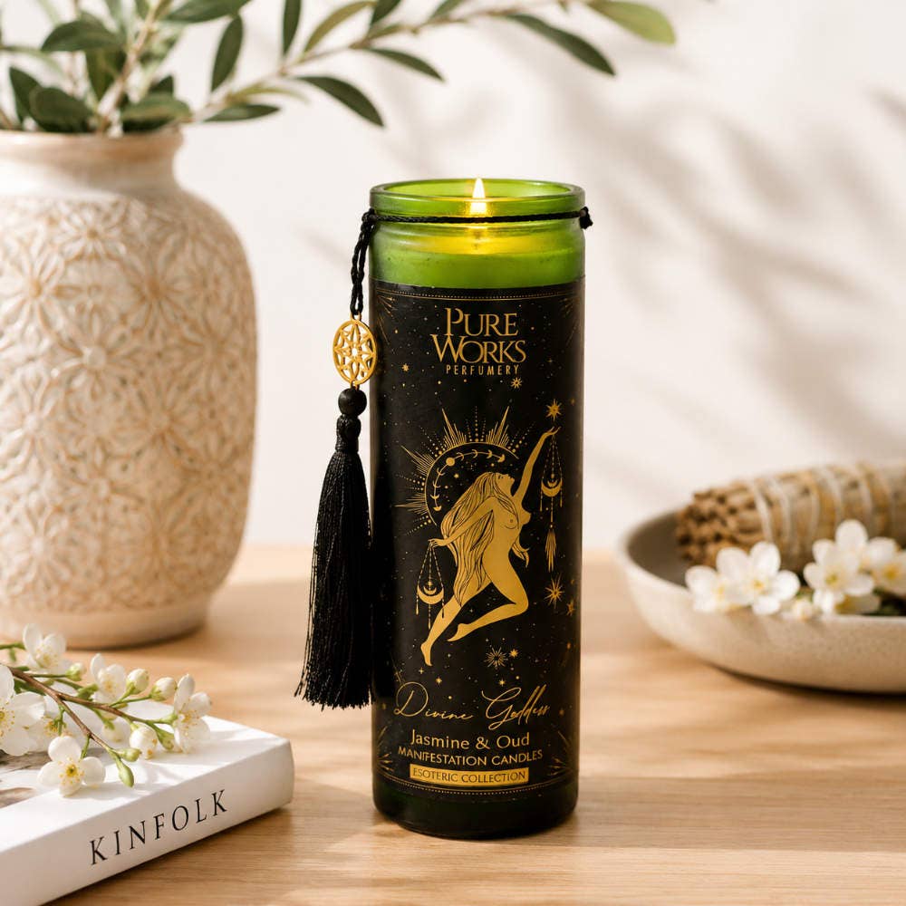 Candle in Glass Jar Esoteric Divine Goddess Jasmine and Oud