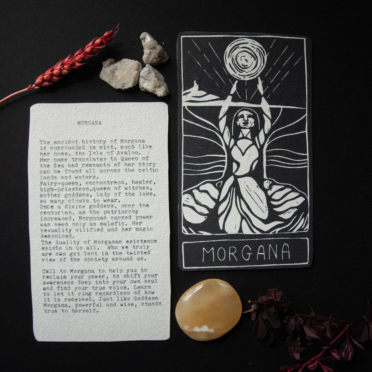 MORGANA ORACLE ALTAR CARD | Linocut design