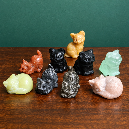 Assorted medium cat carvings by Gaia Soul