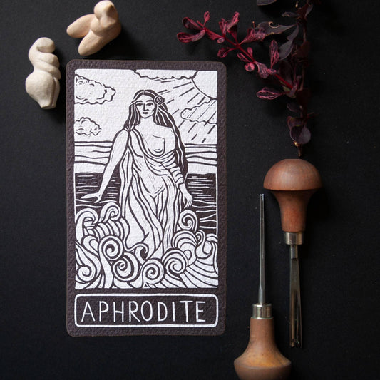 APHRODITE ALTAR CARD| linocut design
