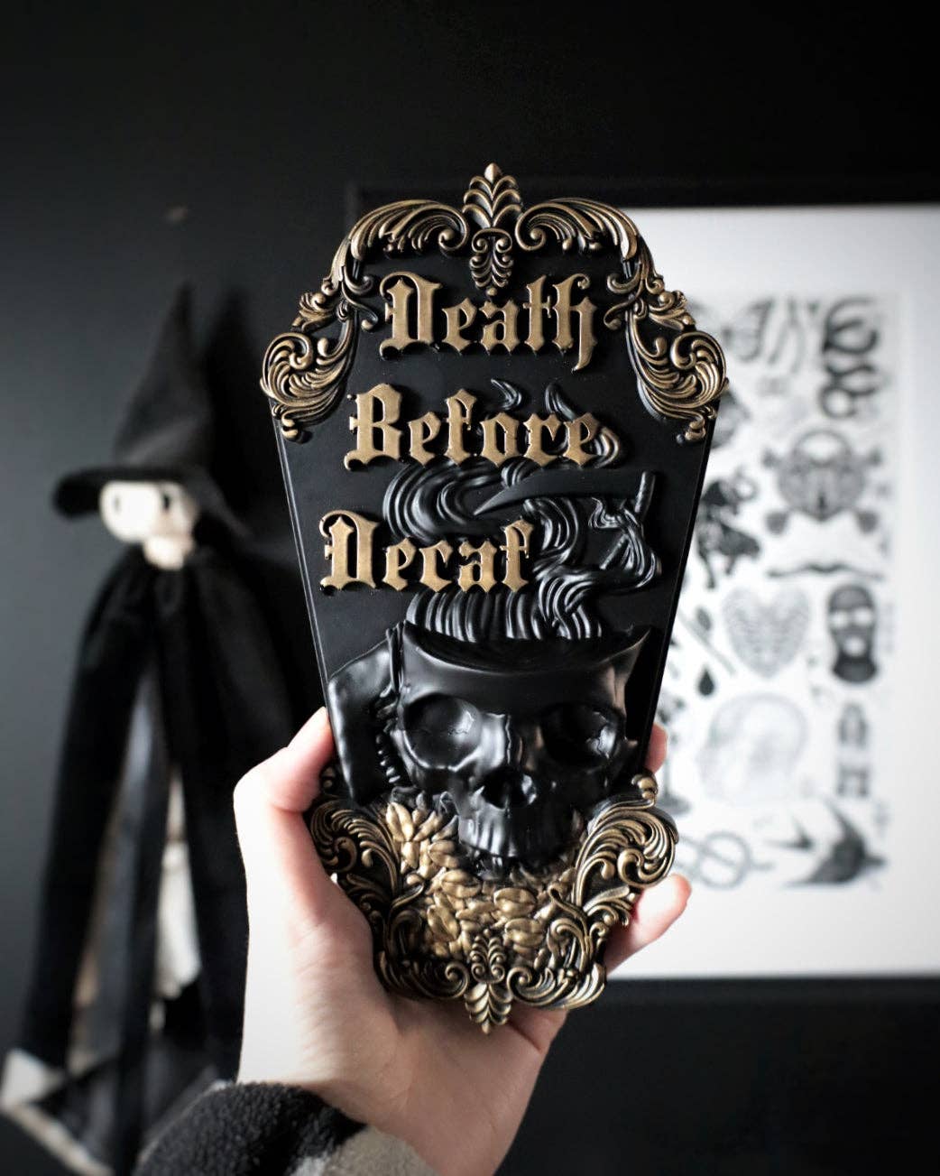 Death Before Decaf Wall Plaque