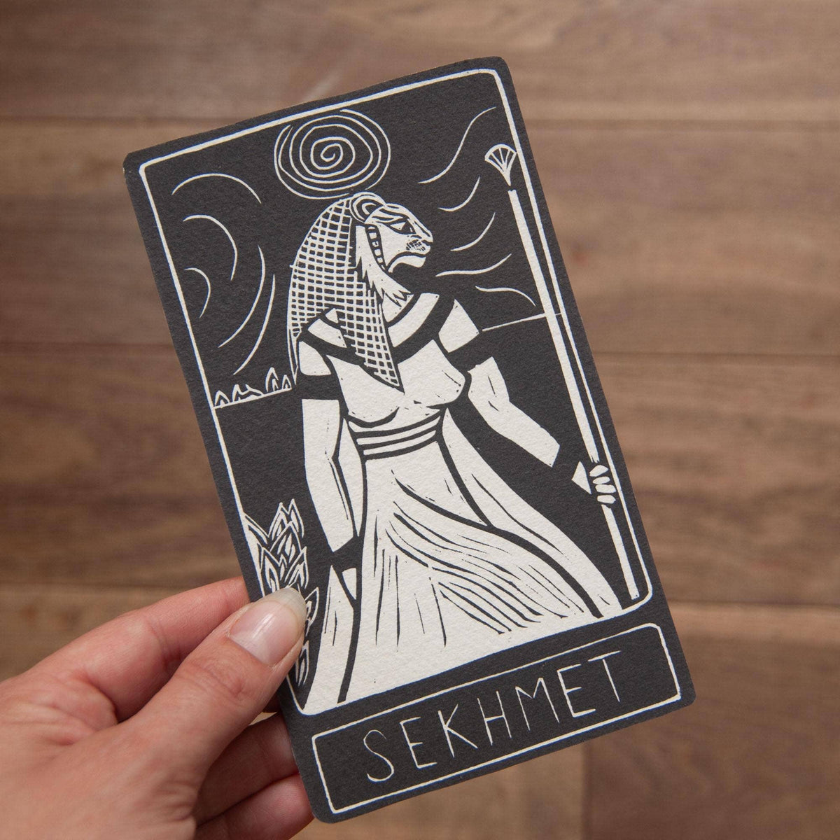 SEKHMET  ORACLE ALTAR CARD |  Linocut design