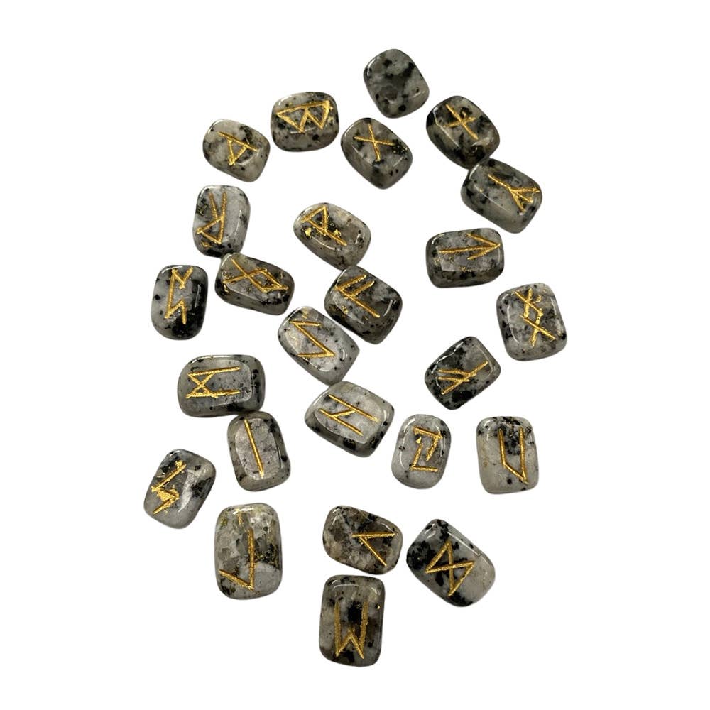 Elder Futhark Rune Set, Tumbled Stones 1-2cm, With Pouch