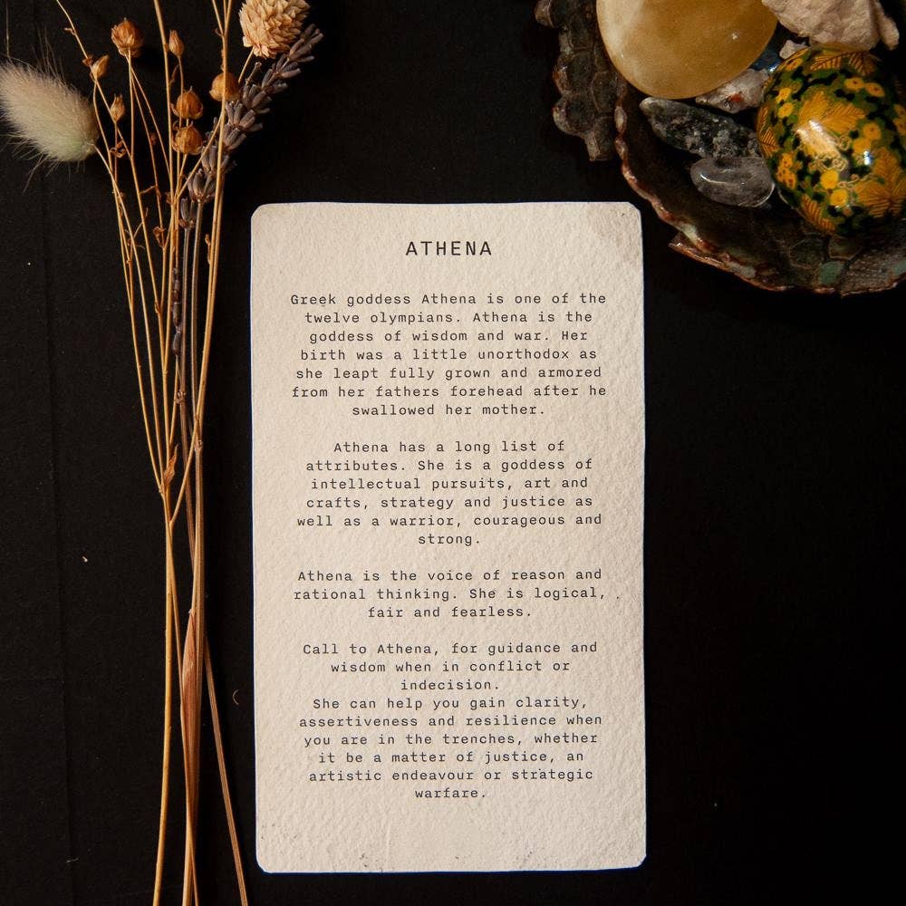 ATHENA ORACLE ALTAR CARD | Original Linocut Design