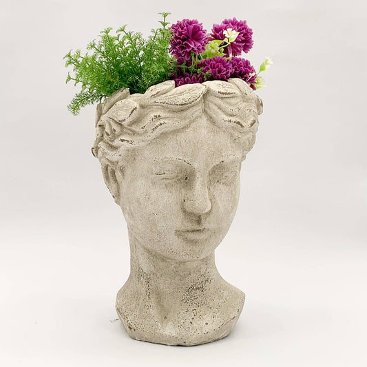 35Cm Cream Cement Bust Pot