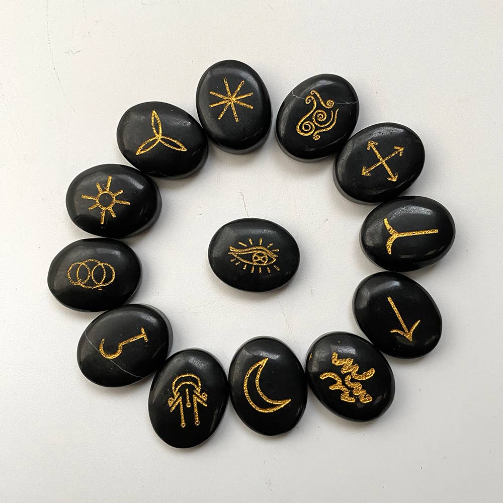 Witches Rune Set, Symbol Stones, With Pouch