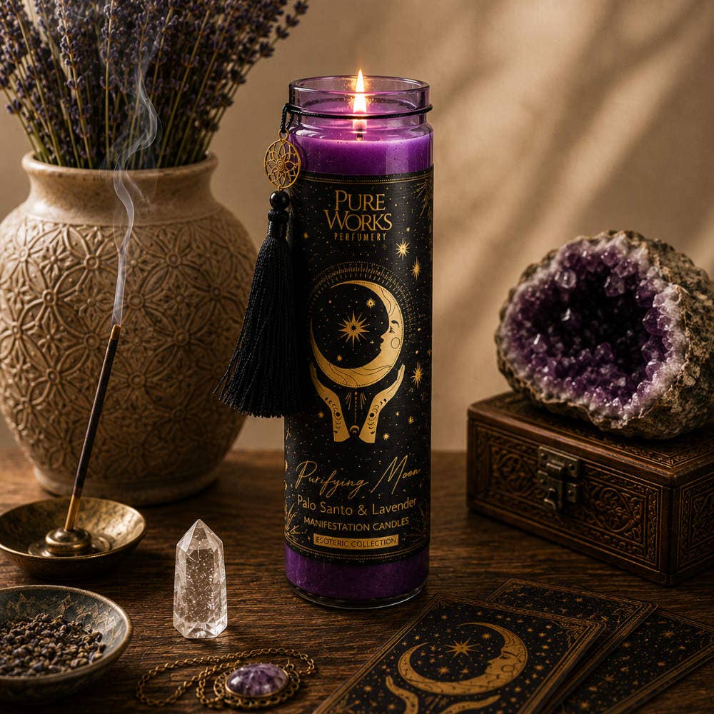 Candle Glass Jar Esoteric Purifying Moon Palo Santo/Lavender