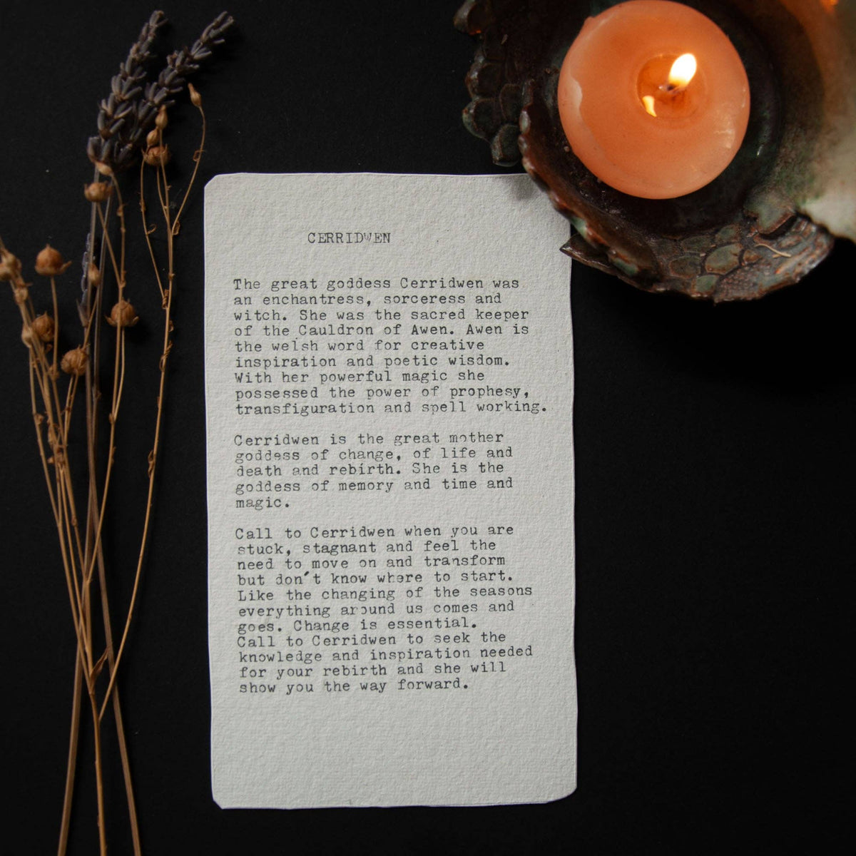 CERRIDWEN ORACLE  ALTAR CARD | Handmade linocut design