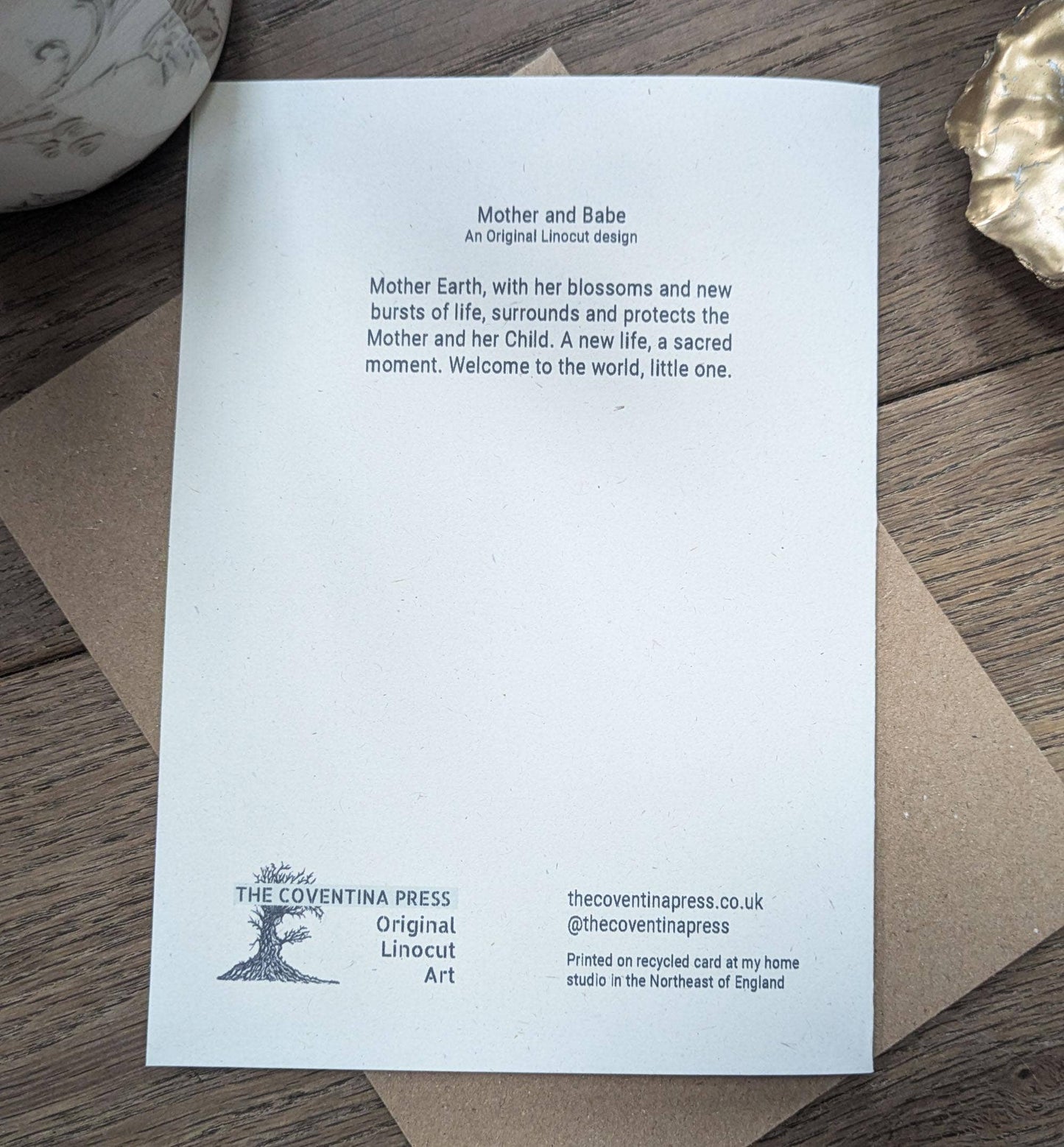 MOTHER AND BABY | Greeting card | Linocut design