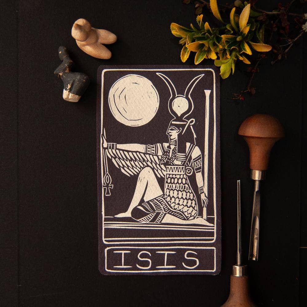 ISIS ORACLE ALTAR CARD | linocut design
