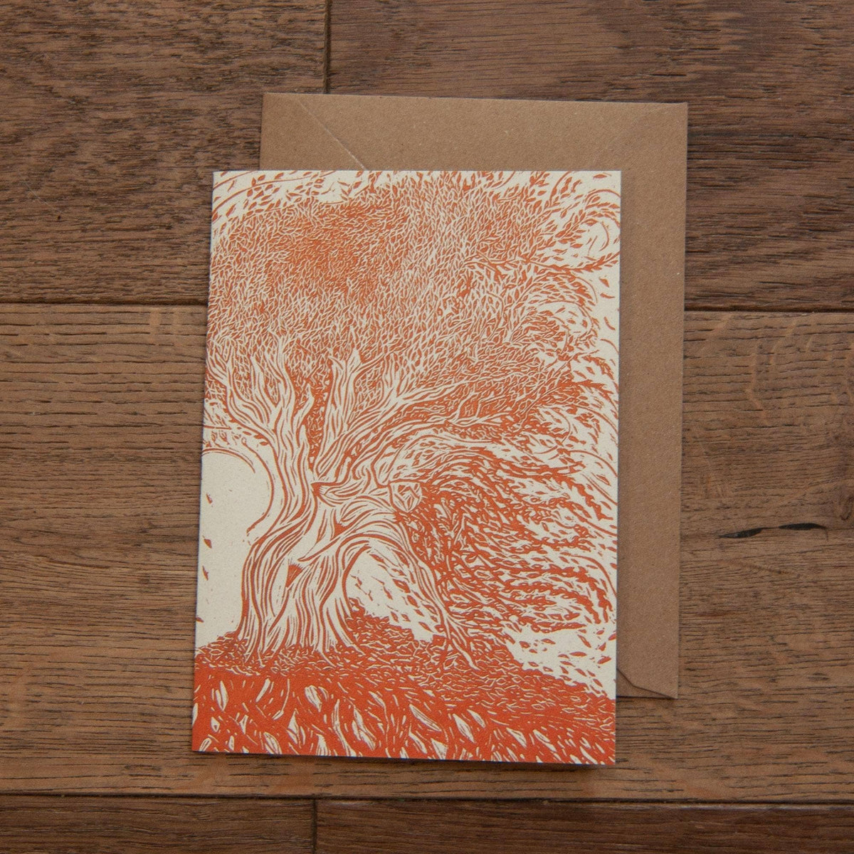 AUTUMN DRYAD | Greeting card | Linocut Design.
