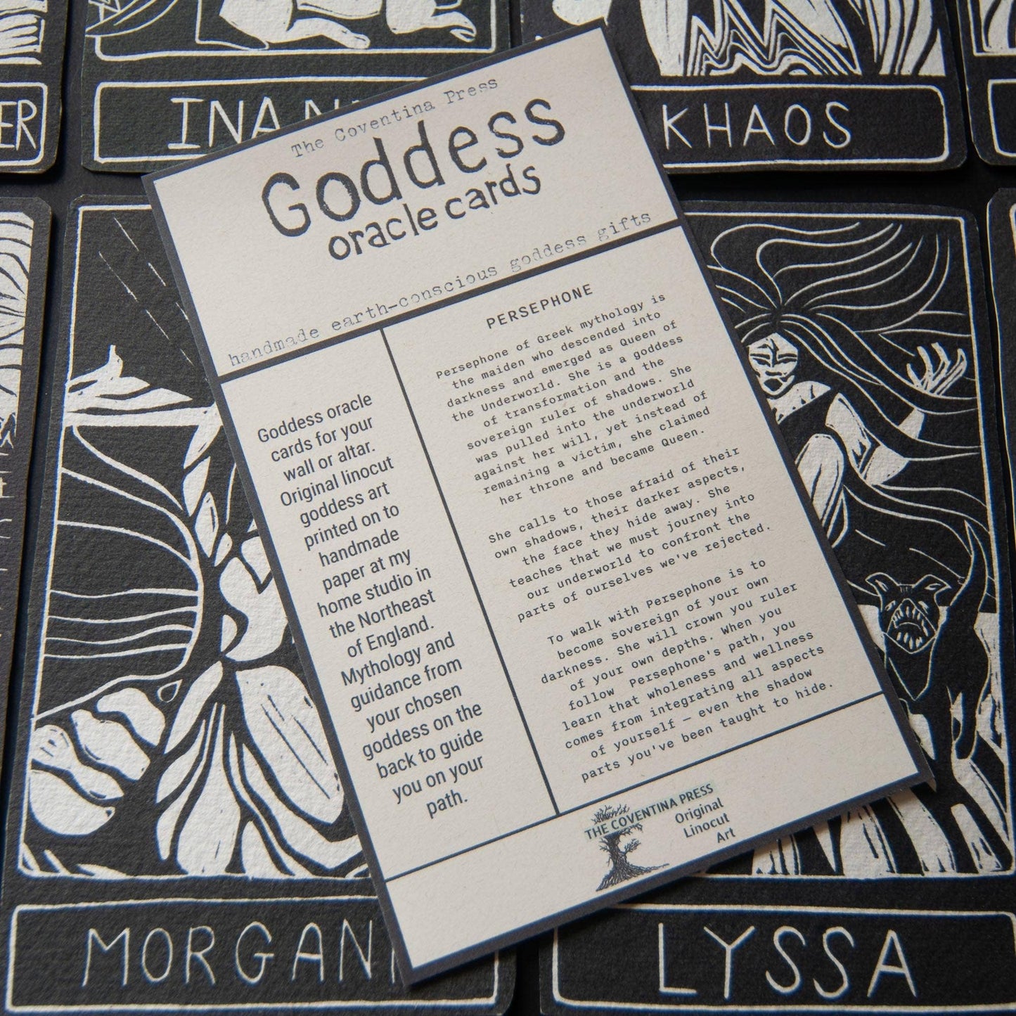 PERSEPHONE  ORACLE ALTAR CARD | Linocut design