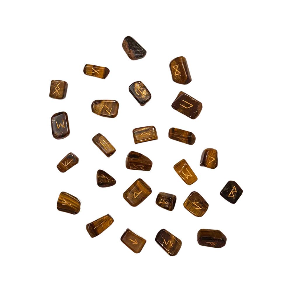 Elder Futhark Rune Set, Tumbled Stones 1-2cm, With Pouch