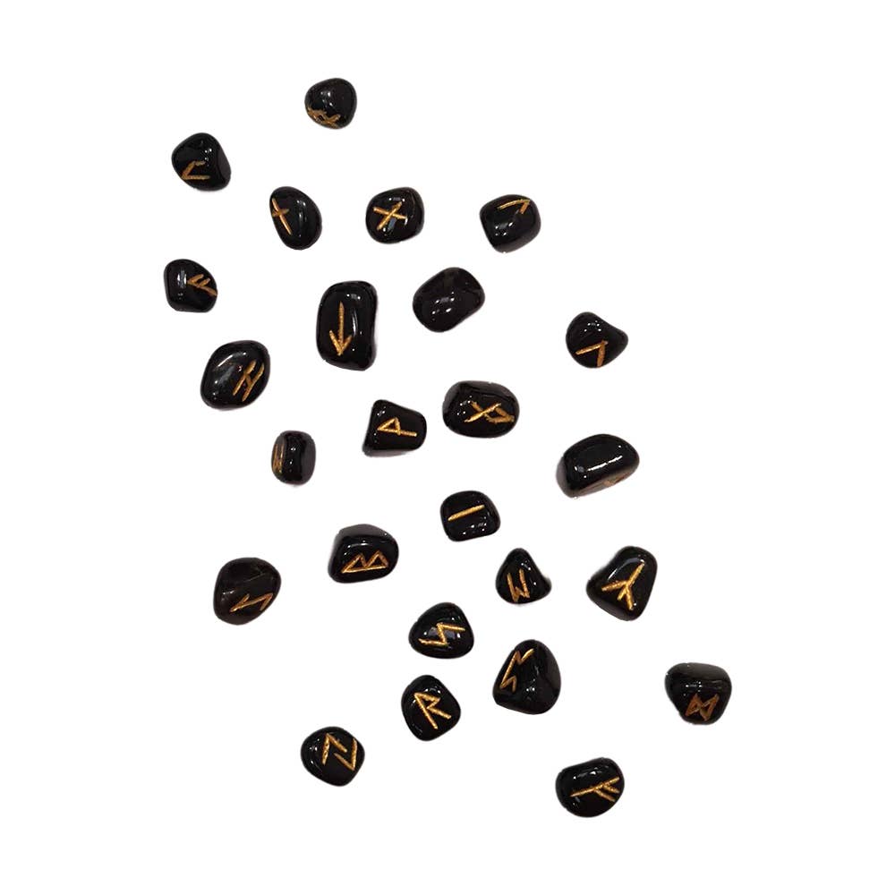 Elder Futhark Rune Set, Tumbled Stones 1-2cm, With Pouch