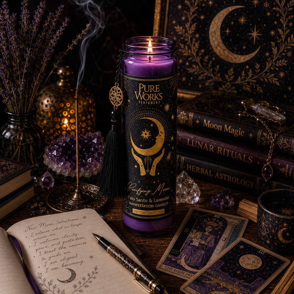 Candle Glass Jar Esoteric Purifying Moon Palo Santo/Lavender