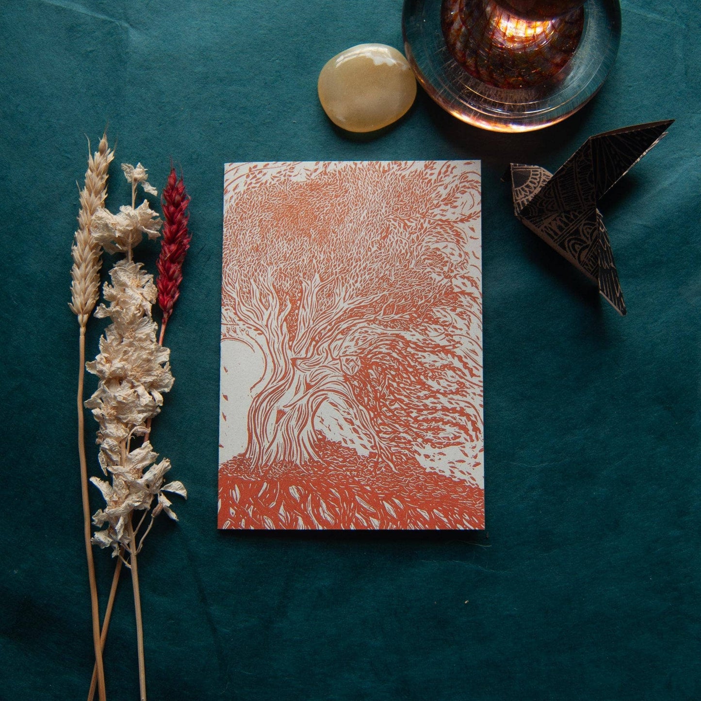 AUTUMN DRYAD | Greeting card | Linocut Design.