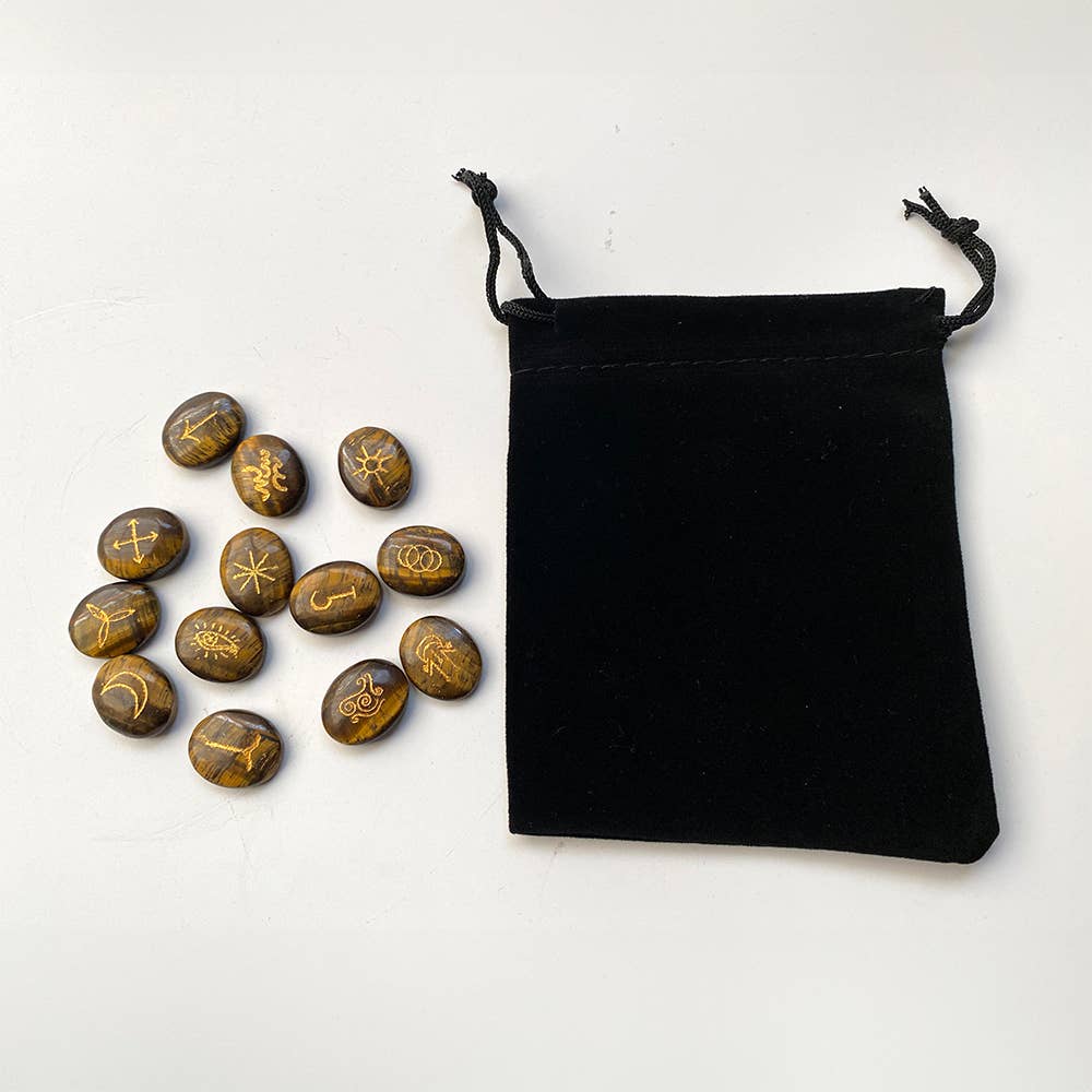 Witches Rune Set, Symbol Stones, With Pouch