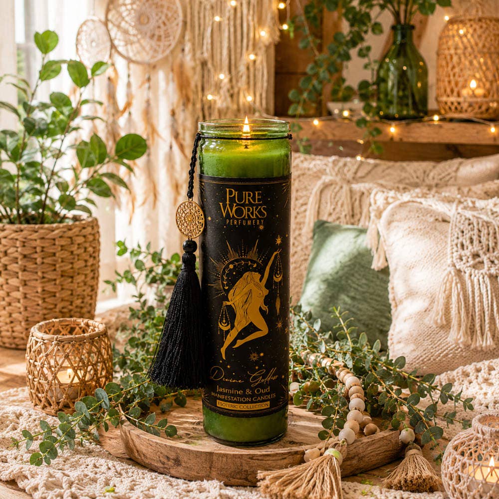 Candle in Glass Jar Esoteric Divine Goddess Jasmine and Oud