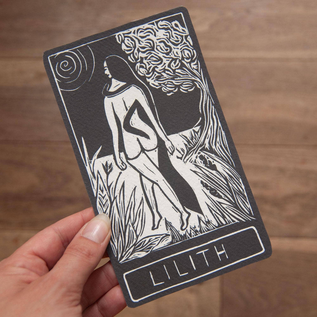 LILITH  ORACLE ALTAR CARD |  Linocut design