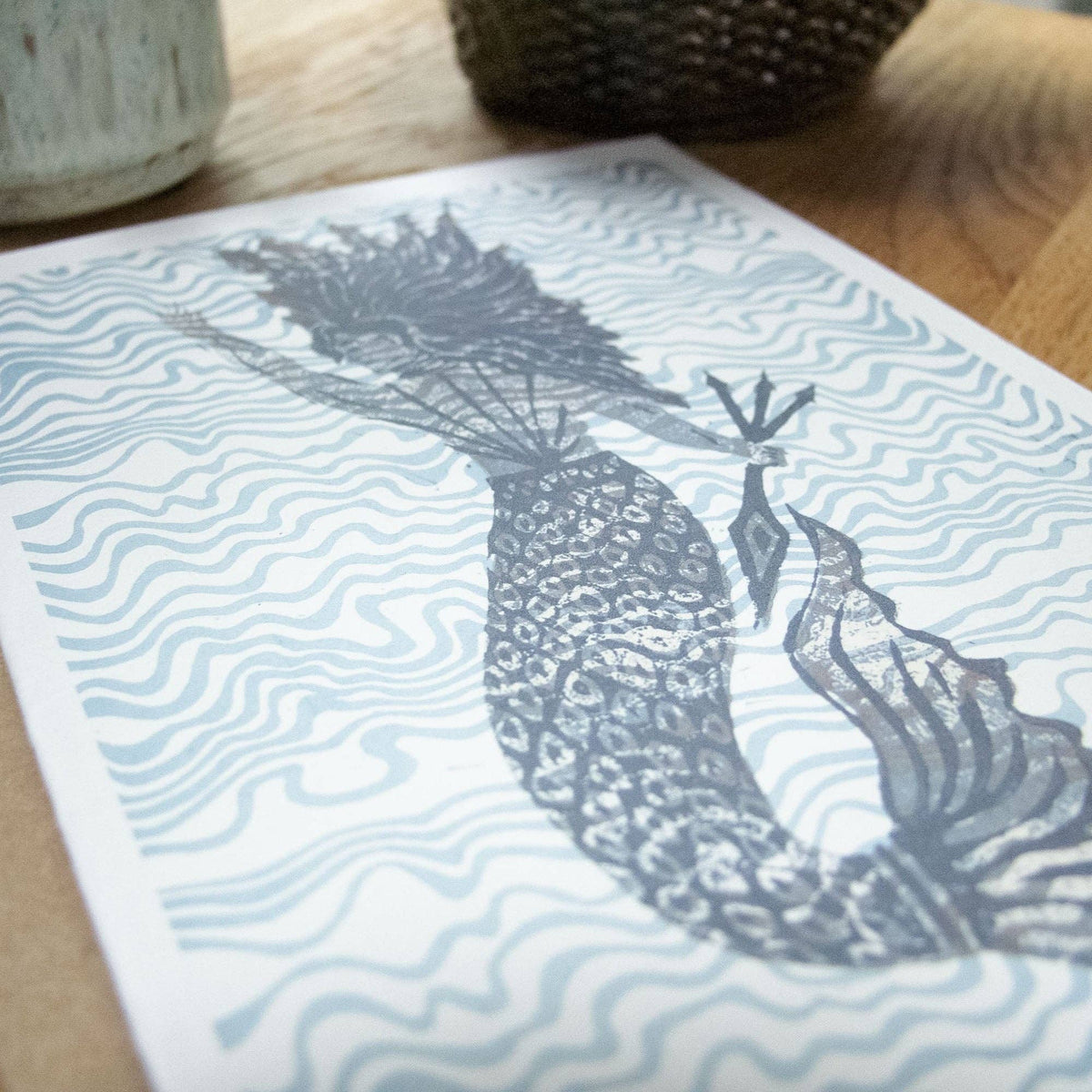 THE MERFOLK | Greeting card | Linocut design