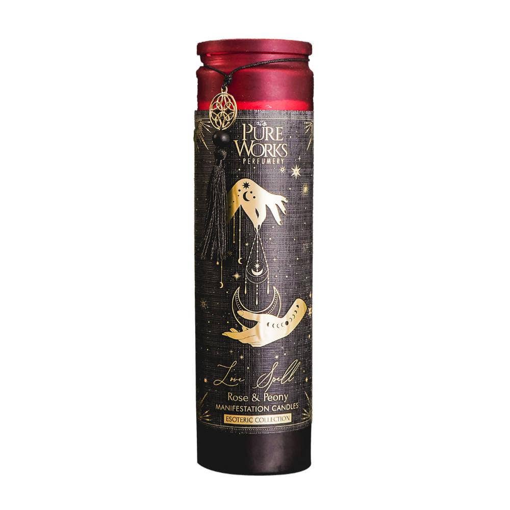 Candle in Glass Jar Esoteric Love Spell Rose and Peony