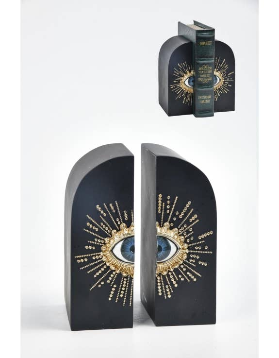 Pair Of Embossed "Sunburst Eye" Bookends