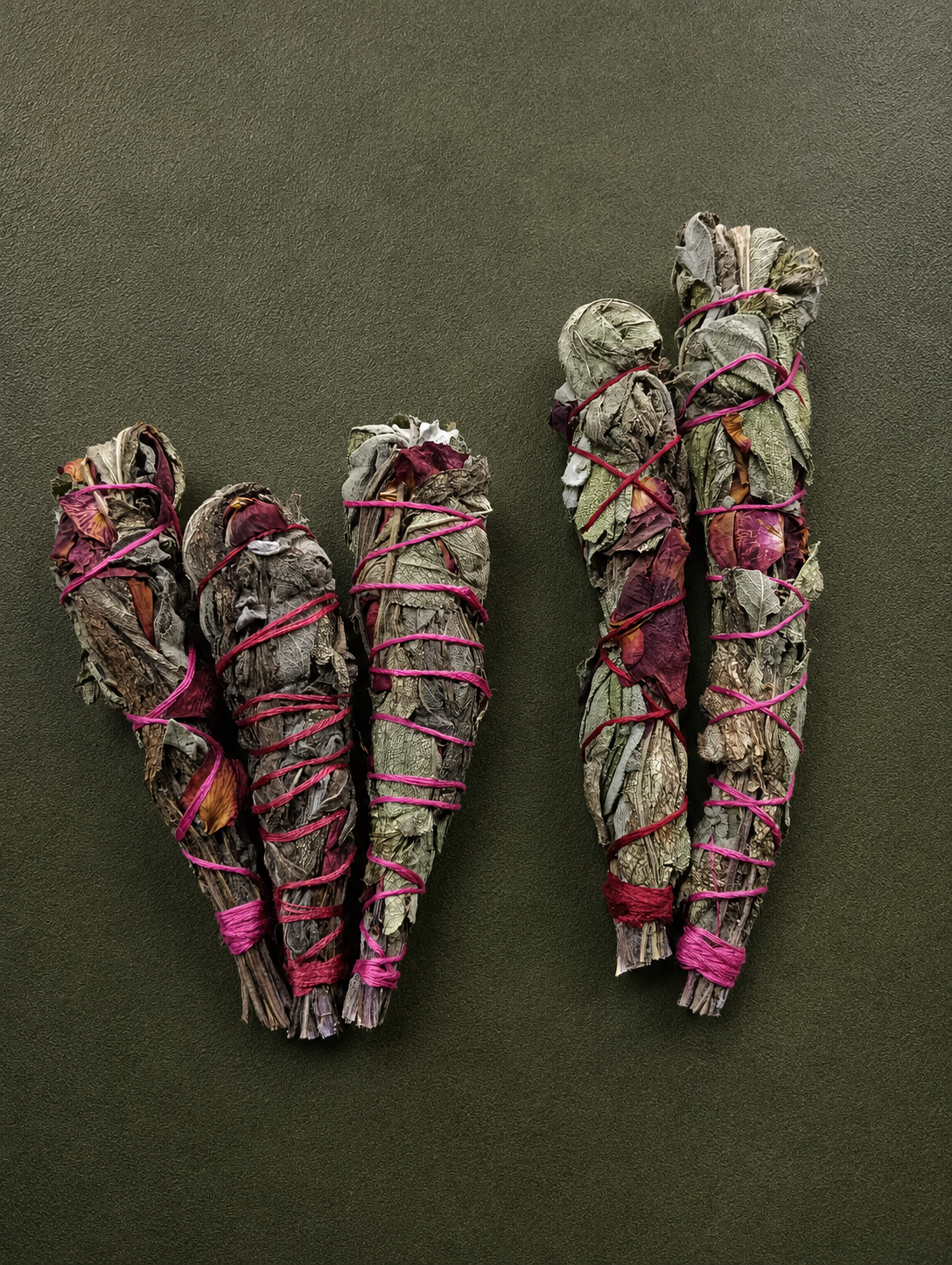 Hand Tied rose and Sage smudge sticks