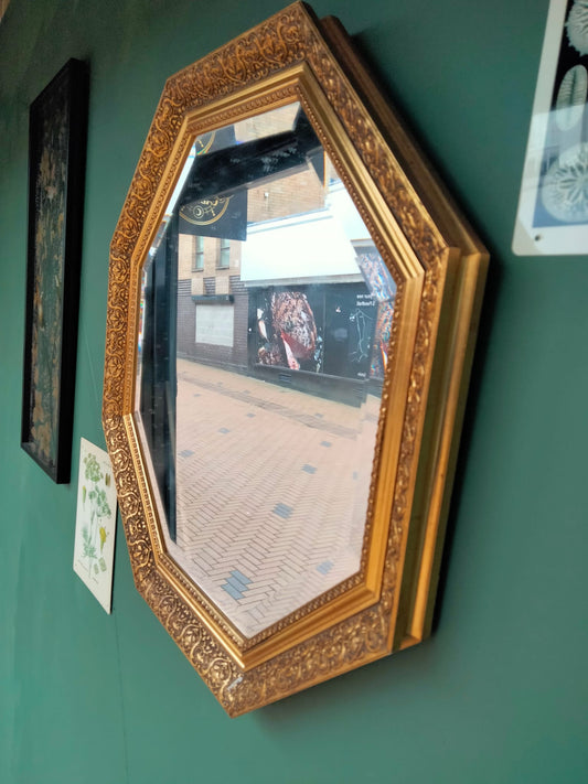 Gold octagonal mirror