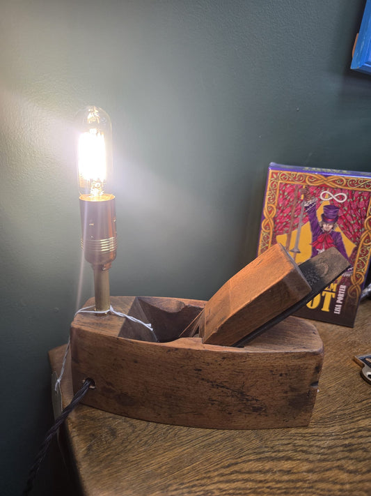 Block plane lamp by Old Stuff Lighting