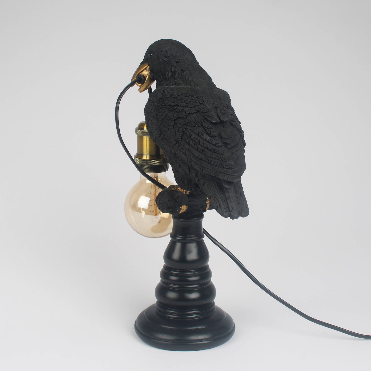 Gothic Raven Table Lamp | Quirky Black Crow Lighting UK Plug