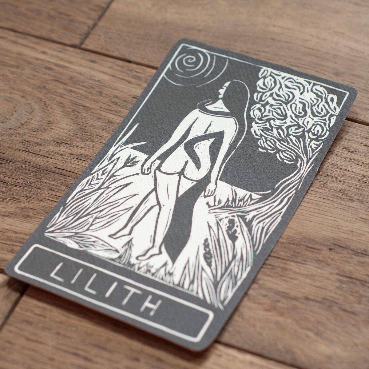 LILITH  ORACLE ALTAR CARD |  Linocut design