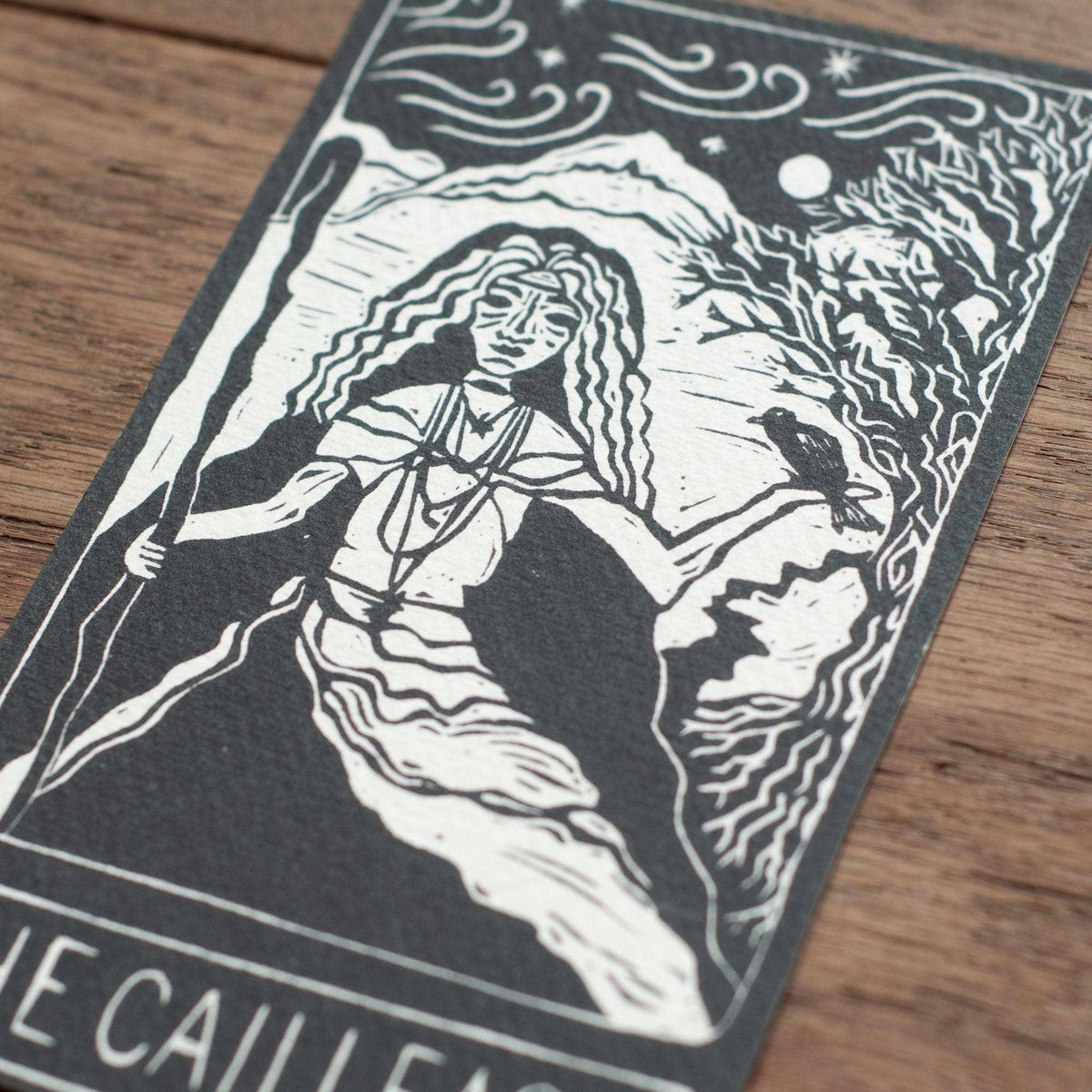 THE CAILLEACH ORACLE ALTAR CARD |  Linocut design