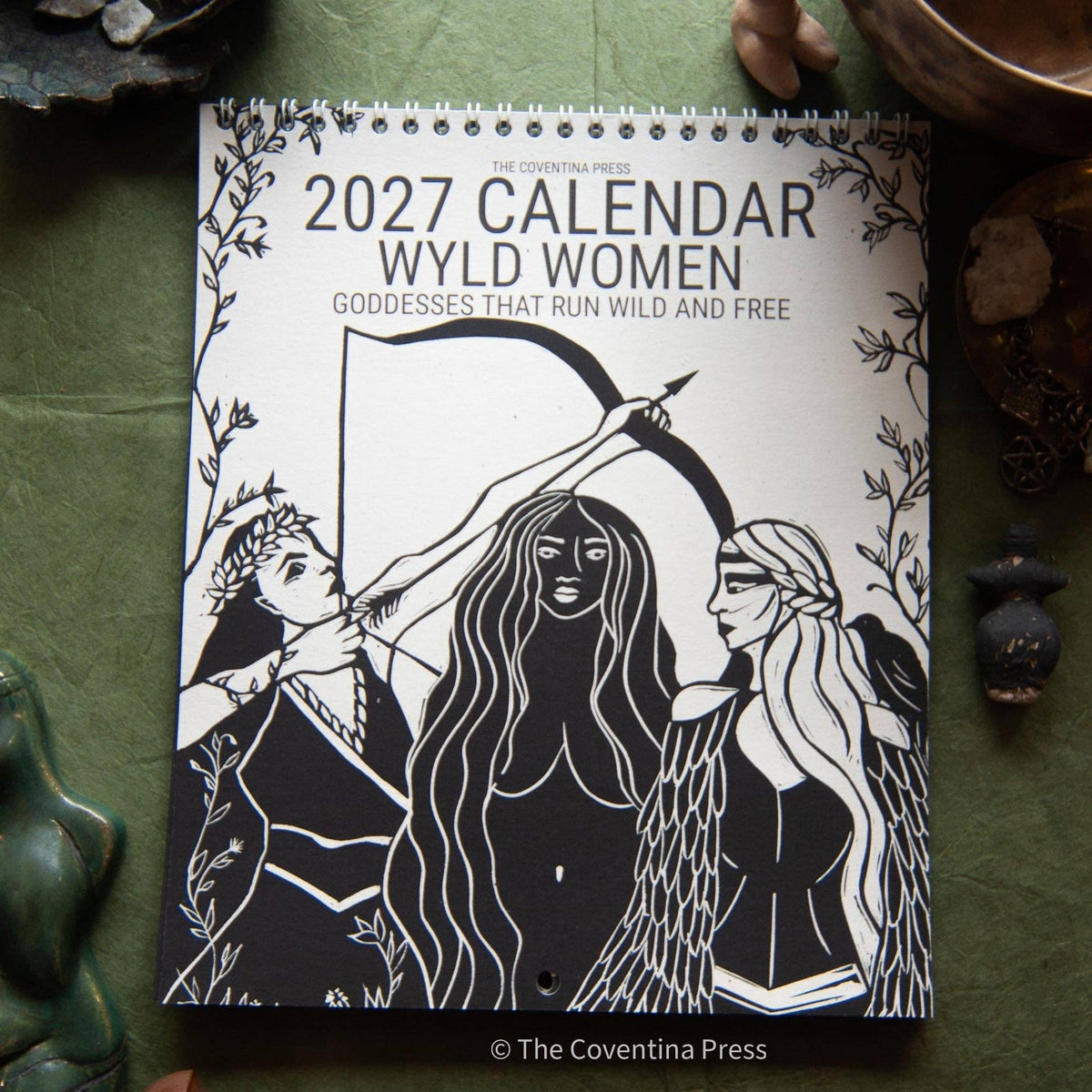 WYLD WOMEN Calendar 2027 | Original linocut art with goddess guidance and cut out oracle cards.