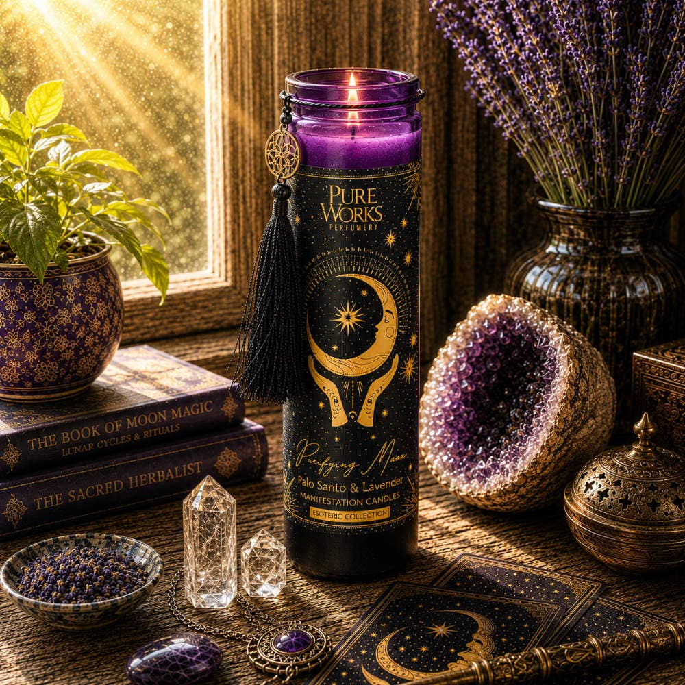 Candle Glass Jar Esoteric Purifying Moon Palo Santo/Lavender