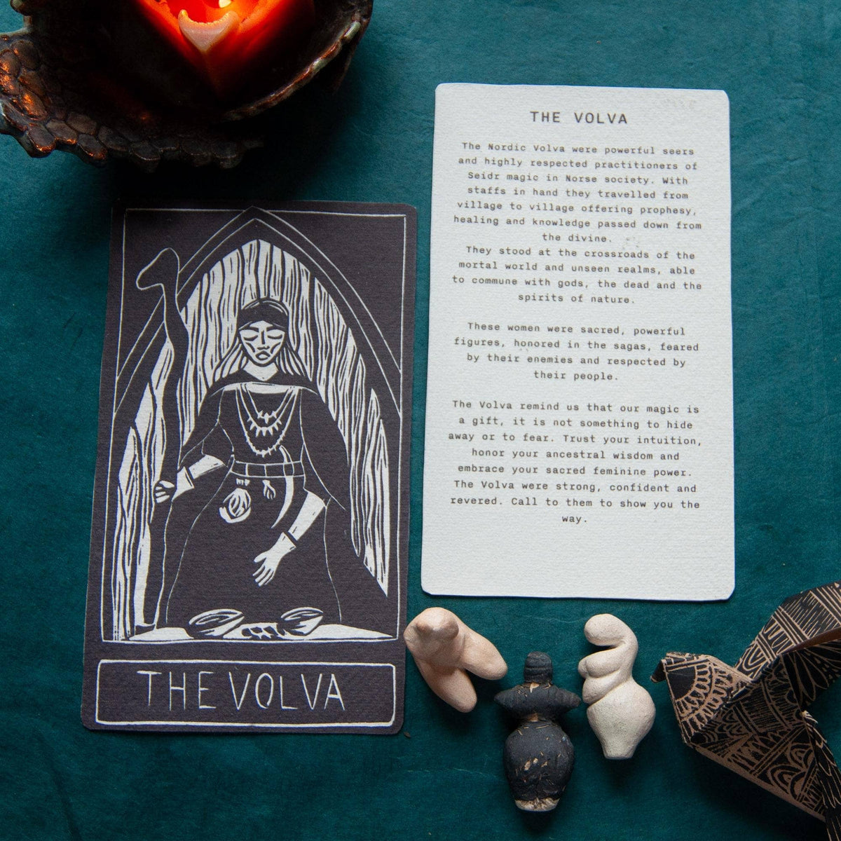 THE VOLVA | ORACLE ALTAR CARD | Linocut design