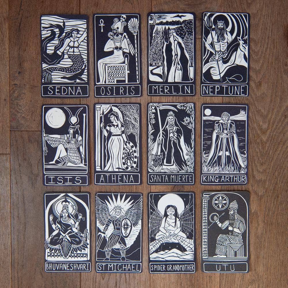 KING ARTHUR ORACLE ALTAR CARD | Linocut design
