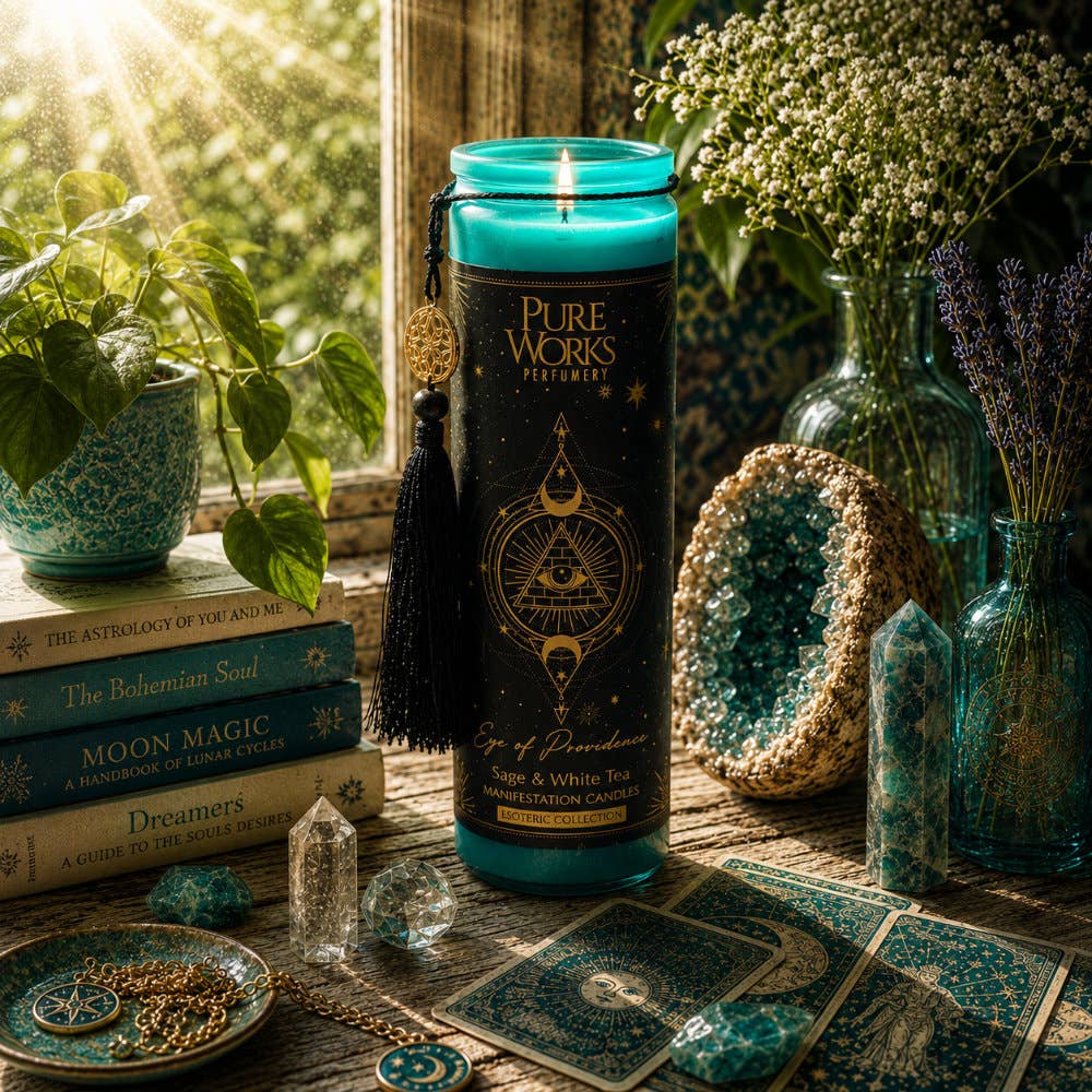 Candle Glass Jar Esoteric Eye of Providence Sage/White Tea